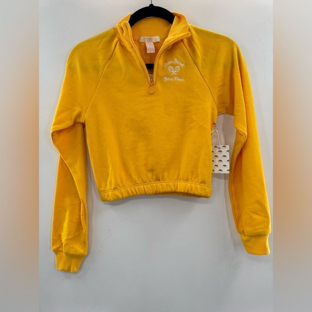 3For$20 Forever21 Girls Yellow NY Girls Tennis Club Sweater size 9/10 NWT